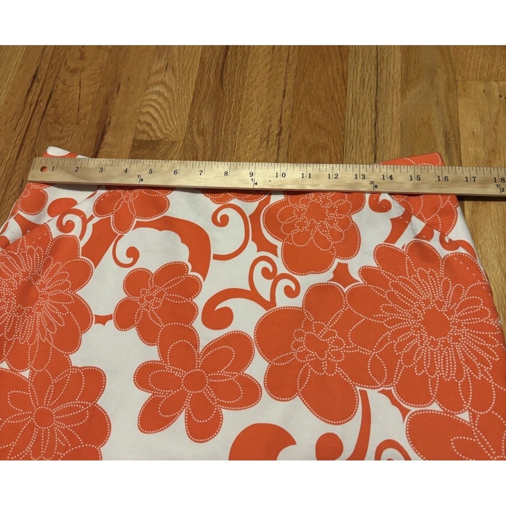 Orange Flower Pencil Skirt 12-14 Lined Preppy Work Beach No Brand Zip Retro Arts - Picture 6 of 6